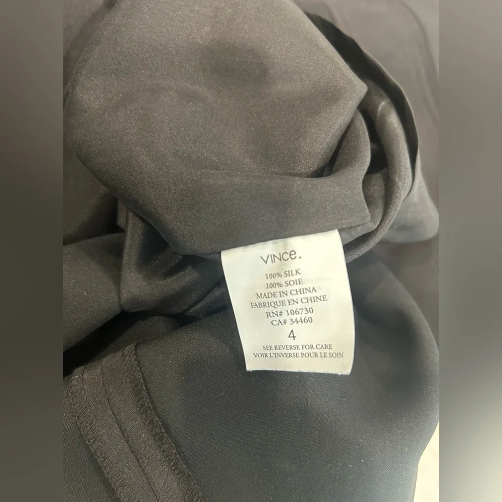 VINCE - Black 100% Silk Sheath Button Down Back Sleeveless Dress Size 4 - Picture 7 of 9